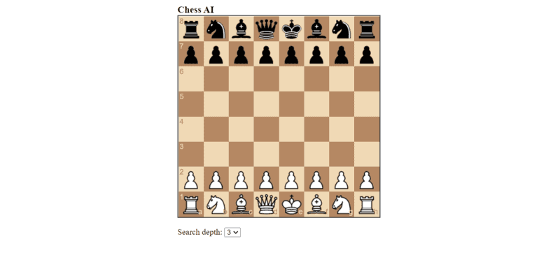 Chess AI with customizable search depth