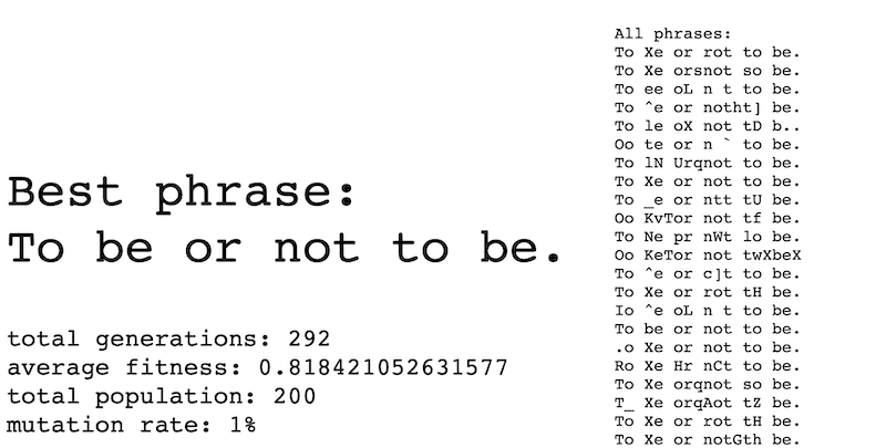 "Shakespeare monkey example" code example